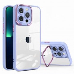 Clear Transparent Camera Protection Chrome Button Cover Case for iPhone 14 Pro Max 6.7 (Purple)